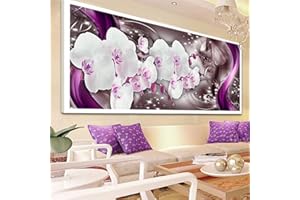 Nicole Knupfer Kit de peinture au diamant 5D, motif de magnolia, à faire soi-même, avec strass, en point de croix, artisanat, décoration murale pour la maison, 100 x 40 cm