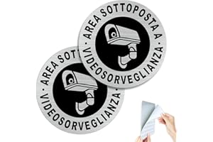 SINMAO Cartello Area Videosorvegliata Adesivo Alluminio con Adesivo, Diametro di 10 Area Sottoposta a Videosorveglianza Metallo 2 Pezzi