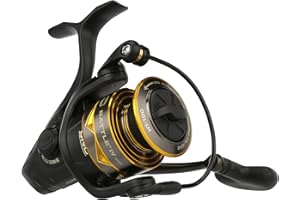 PENN Battle IV Spinning Reel, Saltwater Angler Fishing Reel for Sea Fish Lure & Bait, Bass, Pollack, Cod, Mackerel, Wrasse, Aluminum Spool, Robust Ambidextrous 1000-10000 Reel, Black, Gold & Smoke