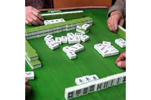 Caffney Mini Chinese Mahjong 144 Mahjong Tile Set with Mahjong Mat Travel Board Game Chinese Traditional Mahjong Games Lightweight Portable Mahjong Game for Family Leisure Time Travel