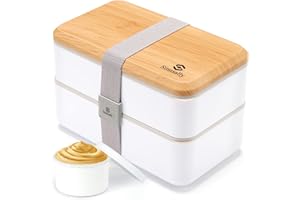 Sinnsally Bento Box japoński,Bento pudełko na lunch,Bento Box Adult Lunch Box,Szczelne Pudełko na Lunch bez BPA, dla dorosłych i dzieci, nadaje się do kuchenki mikrofalowej i zmywarki (białe)