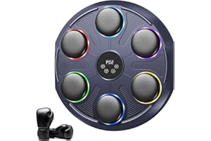 INFAEBO Macchina da Boxe Musicale, Extra Large Professionale a Parete con LED Dinamico et Guantone, Bluetooth Smart, Musica Elettronica a 12 Velocità, per Adulti e Bambini, Interni e Palestre, Blu Intenso