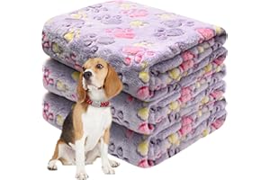 Awaytail 1 Packung 3 Hunde Decken für Sofa,Fleecedecke für Große Hunde Sofa,Hundedecke Waschbar,Decken für Hunde Outdoor, Camping, Reisen,Lila,110 x 80 cm