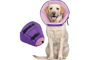 Kuoser Kołnierz dla psa, wygodna ochrona przed przeciekaniem, kołnierz ochronny, regulowany kołnierz dla psa, zapobiega ugryzieniom i ranom przeciekanym, fioletowa, XL