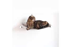 LucyBalu® Hamac pour Chats avec Feutre Naturel | Hamac pour Chats comme lit pour Chats au Mur | Lit pour Chats au Mur avec Support métallique | Couchage Mural pour Chats | Blanc/Sable