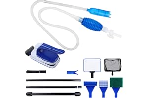 MOENDERGO Juego de Rascadores de Algas, Limpiador de Grava para Tanque de Peces 8 en 1, Limpiador de Grava Para Tanque de Peces, Aspiradora de Sifón y Rastrillo de Grava, Raspador de Algas