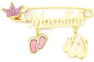 Remi Bijou Broches - Broche pour bébé enfant fille garçon porte-bonheur Masallah Allah Ayetel Kürsi prière Dua Nazar Boncuk oeil turc