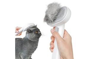 ‎AUMUCA Aumuca Cat and Dog Brush, Short and Long Hair, Pet Brush, Self-Cleaning Fur Brush, Removes Loose Undercoat, Mats and Tangled Hair