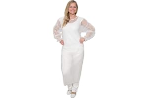 ‎BICAP BICAP 100 Stück Vlieskittel, zum Binden, weiß, aus Vlies, Größe 110 x 140 cm (unisize) Profi-Qualität, z. B. für Testzentren (Schutzkittel Einwegkittel Isolationskittel Einmalkittel Besucherkittel)