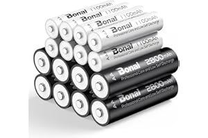 BONAI Batterie Ricaricabili AA AAA Combinate 16PCs, 1,2V Ni-MH Ad Alta Capacità 8 X AA 2800mAh Pile Ricaricabili e 8 X AAA 1100mAh Pile Ricaricabili 1200 Cicli Bassa Autoscarica