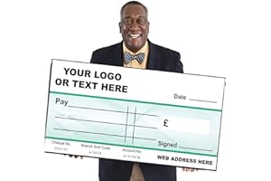 CHICBANNERS Blank Cheque Paper Presentation Charity Large 1m Wide x 50cm deep Cheque Check for Photoshoots Gloss Laminated use with Write and Wipe Pen W4