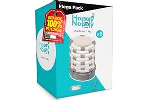 My Happy Nappy Ricariche -【Compatibili con Tommee Tippee Sangenic Tec, Simplee Sangenic e Twist & Click】- Super Ricariche X8 - Trattamento Anti-Odore EVOH Efficace a 7 Strati - Made in Italy