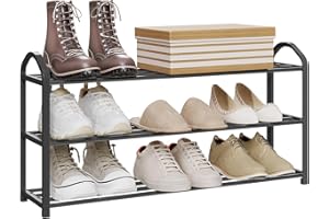 ‎WOLTU WOLTU Schuhregal Metall 3 Schicht, Platzsparend mit Tragegriff, Rostbeständig, Schuhständer für Flur,Kleiderschrank,Eingangsbereich,Schlafzimmer, 79x42,5x18,5cm, Schwarz