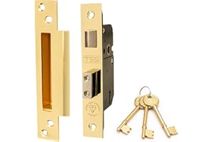 TSS High Security 5 Lever British Standard Mortice Sashlock with 3 Keys and Fixings, 3" (81mm) Polished Chrome, Insurance Approved for External Doors, British Standard BS3621:2007