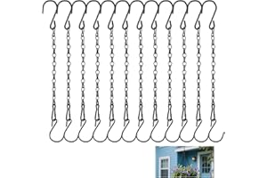 GODTKOWTY 12-Pack Black Hanging Chains for Baskets, 10.4''Garden Plant Hangers, Metal Chains with Hooks and Clips for Bird Feeders, Wind Chimes, Lanterns, Planters, and Decorative Ornaments, Indoor/Outdoor Us