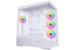 Lian Li Boîtier tour moyen V100 - Blanc, support ATX, panneau avant en maille, verre trempé, USB-C, panneau latéral sans outils