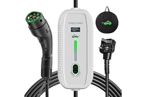 Yigowyigo EV Charger Cable Type 2 to 3 Pin Plug 6M, 6/8/10/13A Adjustable Current EV Charging Cable, 1-12 Hours Delayed Type 2 Charging Cable 3 Pin EV Charger, Electric Car Charger White