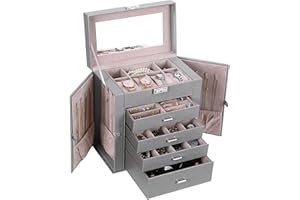 ANWBROAD Joyeros Mujer Organizador Grande Caja de Joyas con Cajones Extraíbles para Mujer Organizador de Joyas de Diferentes Maneras para Todas Tus Joyas Resistente Estuche de Joyería JJB003H