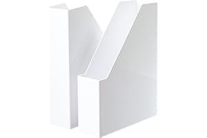 HAN i-Line segregator stojący – 2 sztuki, elegancki, nowoczesny segregator stojący na zeszyty, czasopisma i teczki do formatu A4/C4, biały, 16501-12