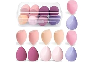 VONSERA 12 Piezas Esponjas Maquillaje, Beauty Blender Multiusos, Seco y Húmedo, para Base Líquida, Corrector, BB Cream, Contorno, Juego de Esponjas Maquillaje Cara Profesional sin Látex