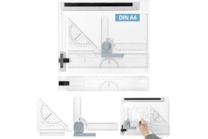 QWORK® Multifunktions Zeichenplatte Set, DIN A4 Zeichenbrett mit verstellbarem Mess und Präzisionswerkzeugen