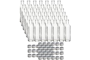gouveo Lot de 42 bouteilles 250 ml Maraska avec bouchon à vis argenté – Bouteille en verre vide à remplir et à offrir – Véritable bouteille pour liqueur, vinaigre, huile (MFET250S)