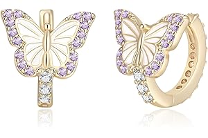 EVER FAITH Schmetterling Creolen-Ohrringe für Mädchen, hypoallergene Zirkonia niedlichen Tier Huggie Mädchen kleine Ohrringe