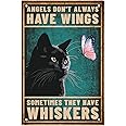 SUPERDANT Cat Butterfly Metal Signs Black Cat Tin Signs Cat Signs Cat Inspirational Quotes Metal Sign Funny Signs and Plaques Cat Metal Wall Art Man Cave Sign for Home Pubs Vintage Wall Decor