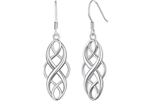 Silvora Sterling Silver Celtic Knot Earrings, Vintage Irish Drop/Stud Ear Charms for Women/Teen Girls with Gift Packaging