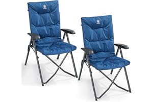 EVER ADVANCED Luksusowe krzesła kempingowe dla dorosłych wytrzymałe aluminiowe wysokie oparcie 6 cm ładowalne 150 kg regulowane krzesła do jadalni, 4-pozycyjny leżak, 2 zestaw