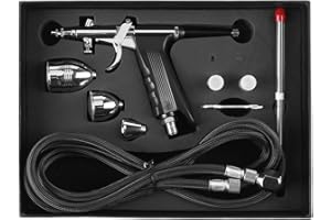 Wakects Kit Aerografo Professionale, Aerografo per Pistola a Spruzzo a gravità, per Modelli a Colori, Vestiti in Pelle, Pittura per Auto, 0,3 mm 0,5 mm 0,8 mm