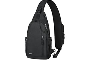 Voova Sling Bag Crossbody Backpack for Men Women, Waterproof Small Chest Shoulder Cross Body Bag Travel Hiking Casual Daypack, Black