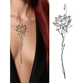 Minimalist Lotus &Ccedil;i&ccedil;eği Ge&ccedil;ici D&ouml;vme Su Ge&ccedil;irmez 1 Ay Kalıcı Ger&ccedil;ekci G&ouml;r&uuml;n&uuml;m Ge&ccedil;ici Unisex D&ouml;vme
