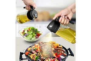 Shadcoler 2 in 1 Ölsprüher für Speiseöl, Öl Sprühflasche für Heißluftfritteuse, Ölspray Dispenser zum Kochen, Rapsöl Öl Sprüher, Glas Oil Sprayer Bottle zum Kochen, Backen, Grillen und Salate 470ml