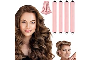 LOPHE 4 wałki do włosów bez ciepła, bez ciepła, z szalikiem do włosów, miękkie wałki do włosów z haczykiem, bezcieplne wałki do włosów, damskie narzędzia do stylizacji długich włosów, różowe