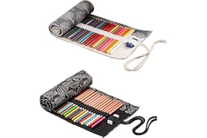HUNDREDWEAT 2 Pezzi Portapenne Portatile Borsa in Tela Arrotolabile Borsa per Penne per Porta Rotolo Colorata per Artisti, Bambini e Adulti, per Riporre Matite, Penne, Pastelli, Penne Gel (36 Fori)
