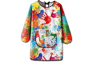 ONPERPOE Malschürze Kinder Malkittel Schule für 7-11 Jahre Mädchen Junge Wasserdicht Malerkittel mit Taschen Kochschürze Kinder Einstellbar Bastelschürze Kittel Kinder Malen für Kunst Malerei Basteln Malen