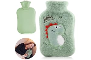 HUAHUANGHUI Borsa Dell'acqua Calda per Bambini,Borsa Acqua Calda Portatile,Borsa Acqua Calda Peluche,per Collo Mano Piede Caldo,Adatto a bambini e adulti,borsa dell'acqua calda rimovibile e lavabile(Dinosauro)