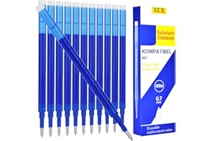 QIURUYUE 12* Radierbare Ersatzminen, Kompatibel mit Pilot Frixion& Eberhard Faber, 0,7mm Thermosensible Tinte, Nachfüllminen für Gel-Tintenroller