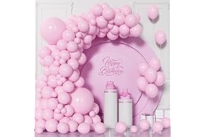 Unisun Globos Rosa Pastel, 130 Piezas Globos Rosa Macaron Kit Arco Guirnalda, 5/9/10/12/18 Pulgadas Globo Rosa Bebé para Mujeres Niñas Cumpleaños Boda Cumpleaños Baby Shower Fiesta Aniversario