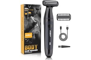 Kibiy, rasoio elettrico da uomo, con pellicola di rasatura ipoallergenica, IPX7, impermeabile, con 2 pettini di guida, trimmer professionale da uomo per la cura di tutto il corpo, tipo C