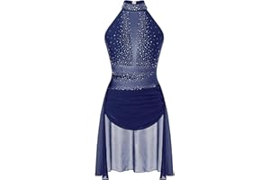 CHICTRY Women's Lyrical Dance Costume Ruched Drape Modern Contemporary Dance Dress