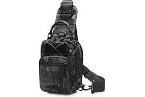 HUNTVP Bandolera Riñonera Hombre Mochila Táctical Militar para Correr Senderismo Ciclismo Camping Caza, Negro/Marrón/Camuflaje