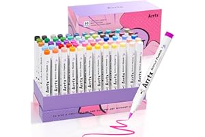 Arrtx Rotuladores acrílicos con punta de pincel, resistentes al agua en 60 colores para manualidades, pintura de rocas y más en piedras, cerámica, vidrio, madera y lienzo