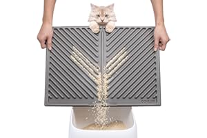 Conlun Cat Litter Mat,Arched Crossbar Design Litter Tray Mat for Trapping Litter,Single Layer Easy-to-Clean Litter Mats, Waterproof, Soft on Paws,Ideal for Mess-Free Homes(Grey,56x41cm)