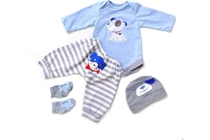 ZIYIUI Ropa de Muñecas para Reborn Baby 50-55cm,Conjunto Azul de Cuatro Piezas niño a Partir de 3 años