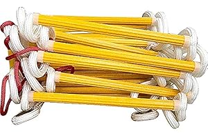 ISOP 4-Story Emergency Fire Escape Ladder – 32 ft (10m) with Safety Rope | Heavy-Duty Fire Rescue Ladder with Anti-Slip Rungs & Carabiner Hooks | Certified for 4th Floor Evacuation | Flame-Resistant