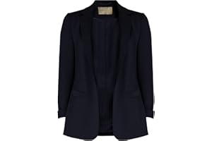 VERY WELL Women Blazer Jacket UK Size 8-20 | Ladies 3/4 Ruched Sleeve Suit Blazer Women’s Coat Clothing Jackets | Black, Navy, Cream