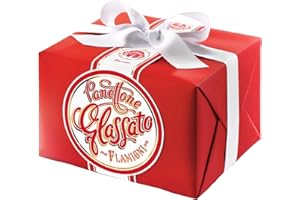 FLAMIGNI, Panettone Glacé Traditionnel Artisanal Italien à l'Orange Confite et aux Raisins Secs, Glacé au Sucre, Noisettes et Amandes, Emballage avec Ruban Idéal Comme Cadeau de Noël, 1kg
