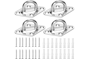 SWPEET Sweet Lot de 4 crochet en forme de losange M8 304 en acier inoxydable argenté avec vis et kit d'assortiment d'ancres en plastique U